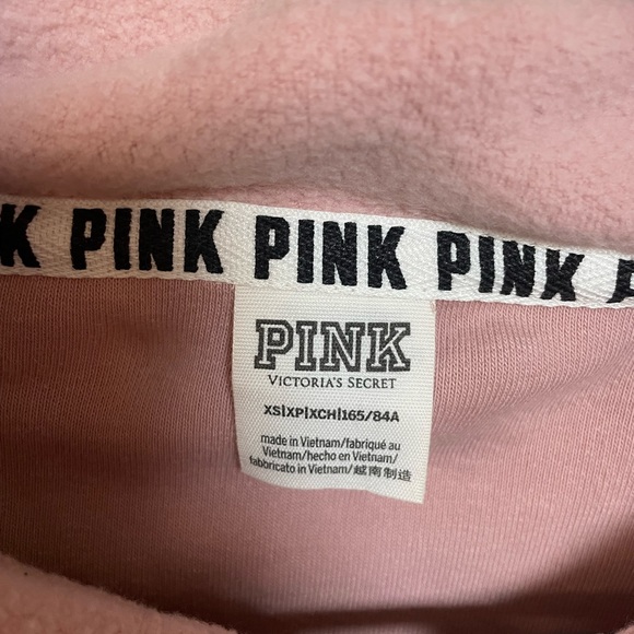 NWOT Victoria Secret’s PINK Pink Quarter Zip Fleece Jacket, Size xs - Picture 3 of 3